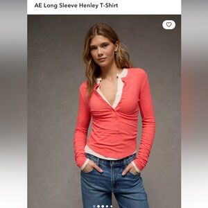 American Eagle Outfitters Women's Vibrant Orange Long Sleeve Top